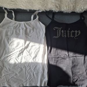 Juicy Couture Sleep Tanks – 2pc Set – Size L – Rhinestone Logo – Fair Condition